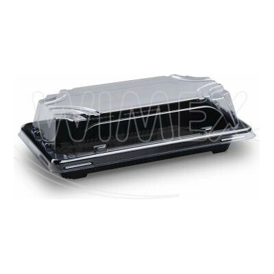 Wimex Miska na Sushi + viečko PP rPET čierna + priehľadné 167 x 93 x 45 mm
