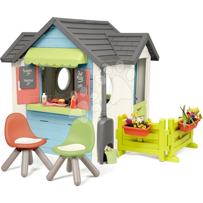 Smoby Domček s reštauráciou a obchodom so stoličkami Chef House Life rozšíriteľný so záhradkou