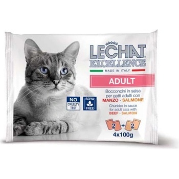 Lechat Excellence ADULT hovädzie/losos 4 x 100 g