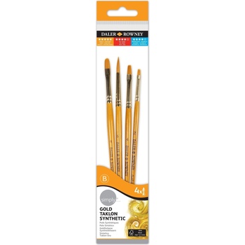 Daler-Rowney Simply Acrylic Brush Gold Taklon Synthetic Комплект четки 4 бр (216920403)