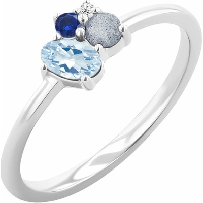 Eppi Cluster prsten s akvamarínem labradoritem safírem a diamantem Bluma R42388