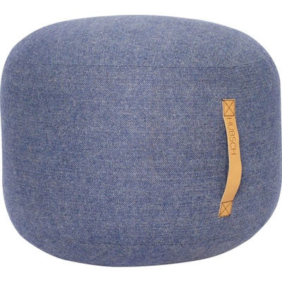 Hübsch Herringbone vlněný puf Modrý 50 cm