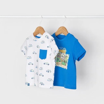 Image 1 of MAYORAL Комплект от две тениски за момче в светло синьо с колички Майорал
