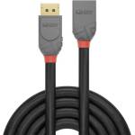 Lindy Кабел Lindy Anthra Line, от DisplayPort 1.4 (м) към DisplayPort 1.4 (ж), 1.0 m, черен (LNY-36496)
