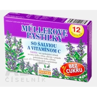 Dr. Müller Müllerove pastilky so šalviou a vit. C pri nachladení 12 pastiliek