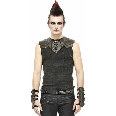Devil Fashion tielko Vertigo Punk Vest With Leather Patches čierne