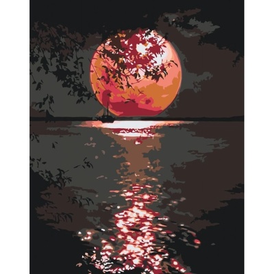 MALUJEŠ Malování podle čísel RUDÝ ÚPLNĚK 30 x 40 cm bez rámu a bez vypnutí plátna