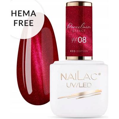 NaiLac Hybridní Lak Červená Kočičí Oko Flash Porcelain Effect 08 7ml