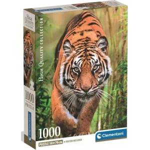 Clementoni Clementoni: Атакуващ тигър Compact Puzzle, 1000 части (37108)