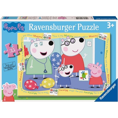 Ravensburger Детски пъзел Ravensburger от 35 части - Прасенцето Пепа среща родителите на Пени (5705)
