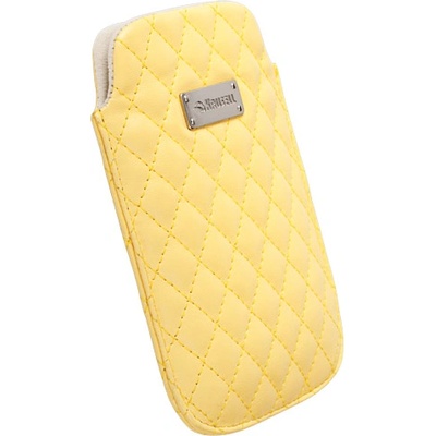 Кожен калъф за Samsung Galaxy S2, HTC Sensation, HTC Desire 500, LG и смартфони - Krusell Avenyn Mobile Pouch XXL (жълт)