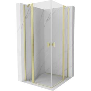 Mexen Mist Duo душ кабина с отваряща се врата 95 x 95 см, прозрачно стъкло, златен матов финиш - 8A4-095-095-55-00 (8A4-095-095-55-00)