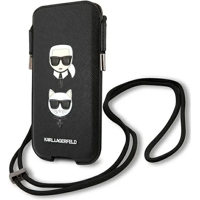 KARL LAGERFELD Karl Lagerfeld KLHCP12MOPHKCK Saffiano Ikonik Karl&Choupette Head универсален калъф, до 6.1", черен (KLD876BLK)