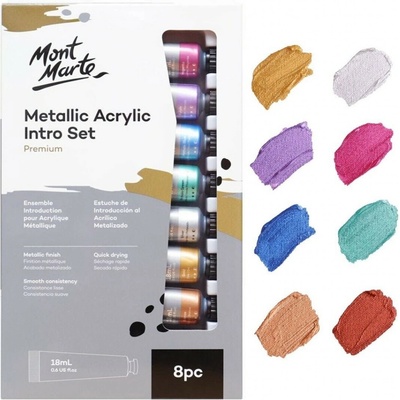 Mont Marte sada akrylových barev Metall 8 x 18 ml, č. 8181 – Zboží Mobilmania