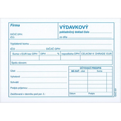 Igaz 051 Výdavkový pokladničný doklad A6