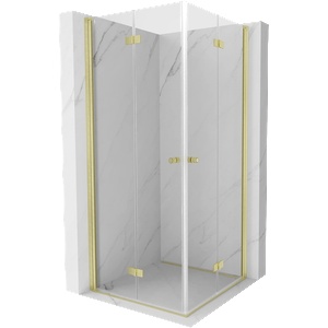 Mexen Mist-F Duo сгъваема душ кабина 85 x 85 см, прозрачна, златна четкана - 8A6-085L-085P-55-00 (8A6-085L-085P-55-00)