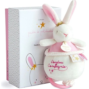 Doudou et Compagnie Paris Doudou darčeková sada ružový králik hrajúci melódiu 14 cm