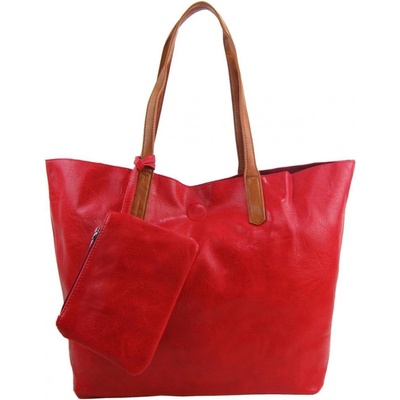 Velká shopper dámská taška s crossbody uvnitř červená