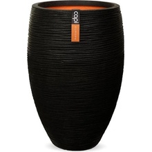 Capi Květináč kulatý Rib NL 38 x 58 cm recyklovatelný PE materiál černý