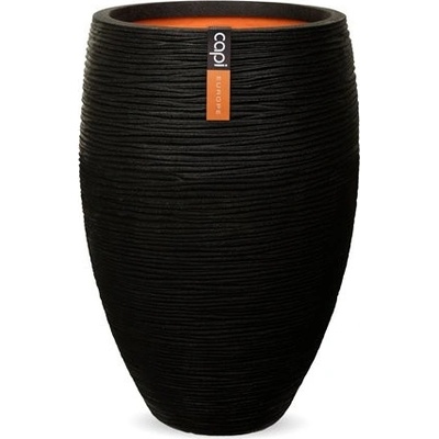 Capi Květináč kulatý Rib NL 38 x 58 cm recyklovatelný PE materiál černý