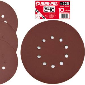 MAR-POL Шлифовъчен диск на сухо за жирафа 225mm P240 комплект 10бр 61227 (M08014)