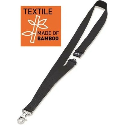 Snúrka na krk s karabínou, DURABLE "ECO", čierna