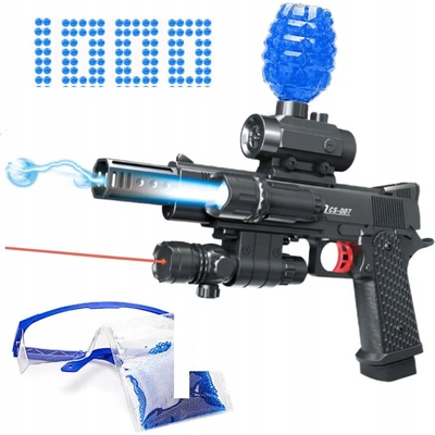 SKD BLASTER AUTOMATICKÁ PISTOLE NA GELOVÉ KULIČKY MEGA SADA SVÍTILNA 2X HLAVEŇ