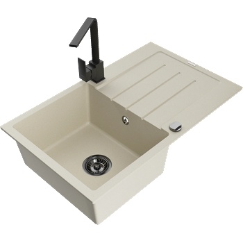 Mexen Bruno гранитна мивка с 1 корито и отцедник и кухненски смесител Rita, бежов - 6513-69-670300-70 (6513-69-670300-70)