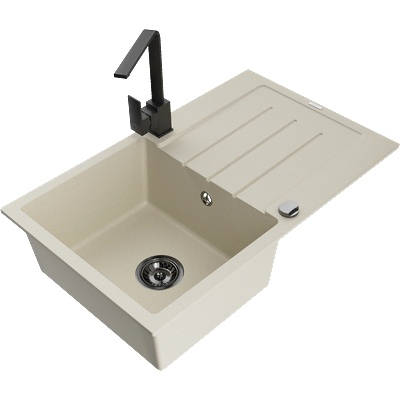 Mexen Bruno гранитна мивка с 1 корито и отцедник и кухненски смесител Rita, бежов - 6513-69-670300-70 (6513-69-670300-70)