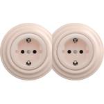 Kliklap - Двойна ретро домашна контактна розетка с рамка SCHUKO 230V/16A, старорозова (KA0120C)