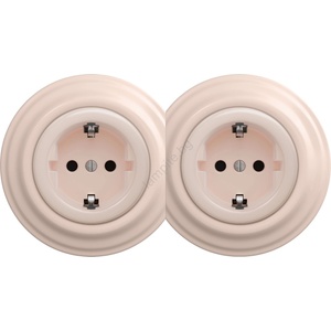Kliklap - Двойна ретро домашна контактна розетка с рамка SCHUKO 230V/16A, старорозова (KA0120C)