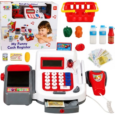 LEAN TOYS Registračná pokladňa s nákupným vozíkom a príslušenstvom
