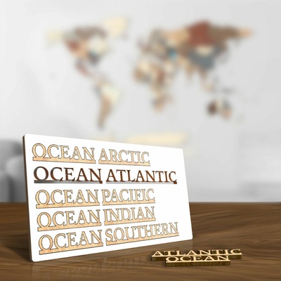 Názvy oceánů pro barevné dřevěné mapy Angličtina XL - 200 cm – Zboží Mobilmania