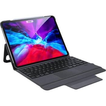 Dux Ducis Wireless Touchpad Keyboard Case - полиуретанов калъф, клавиатура, тракпад и поставка за iPad Pro 12.9 (2020), iPad Pro 12.9 (2018) (черен)