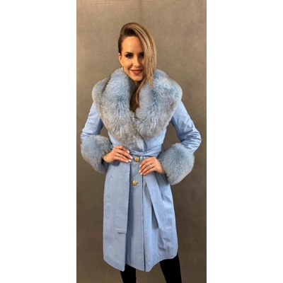 Max Original Leather Dámsky kožený kabát REBECCA FUR celeste