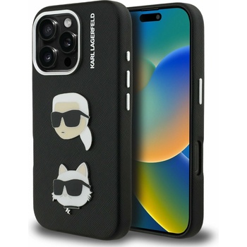KARL LAGERFELD Релефна Еко Кожа K&CH Глави Заден Капак за iPhone 16 Pro Max - Черен Karl Lagerfeld | Cheren | ЖЕНИ | UNI