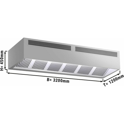 G.Gastro Indukční digestoř hranatá - 3200 mm s LED osvětlením - D11885774