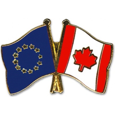 Odznak (pins) 22mm vlajka EU + Kanada - barevný