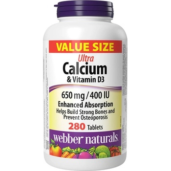 Webber Naturals Ултра Калций 650 mg + Витамин D3 400 IU 280 таблетки | Webber Naturals (3905 WN)