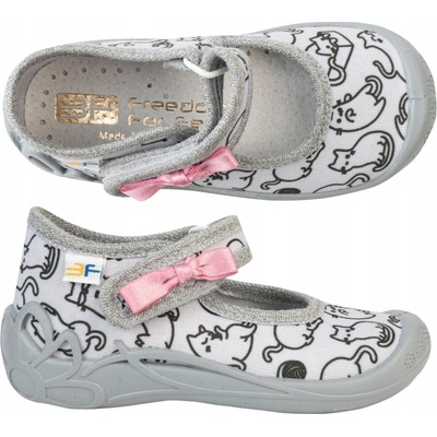 3F dievčenské bielo čierne baleríny mačička 2F2-13