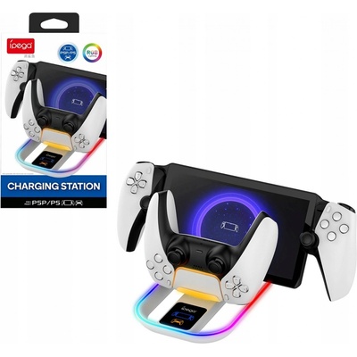 iPega P5P11 Charger Dock s RGB 2v1 Playstation Portal Remote Player a PS5 Ovladač White – Zboží Živě