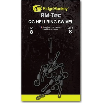 RidgeMonkey Obratlík RM-Tec Quick Change Heli Ring Swivel veľ.8 8 ks