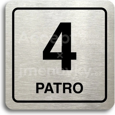 ACCEPT Piktogram 4 patro - stříbrná tabulka - černý tisk