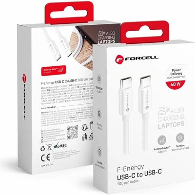 Forcell C338 USB-C na USB-C QC4.0 PD 3A 60 W 2m bílý