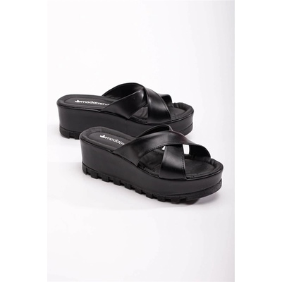 Moda Trend Дамски чехли с цяла подметка - Черни #370725 (370725_Черно)