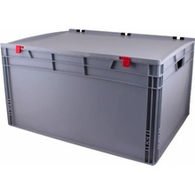 Tavobal 400340 Euro přepravka s víkem 800 x 600 x 420 mm, šedá