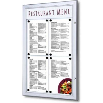 StandMar Venkovní menu vitrína SCZ – uzamykatelná, s logem vitríny-varianty: 4 x A4, na výšku, stříbrný