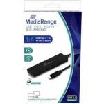 MediaRange USB Type-C to USB 3.0 hub 1-4, bus-powered, Черен, MRCS508