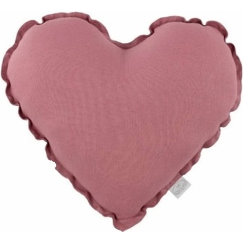 Cotton and Sweets Mini ľanový vankúš srdca sýto ružová 28cm