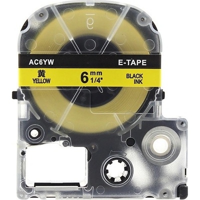 Compatible Epson LK-2YBP, SC6YW, C53S652002, 6mm x 9m, черен печат / жълт фон, съвместима лента (LKSC6YW)
